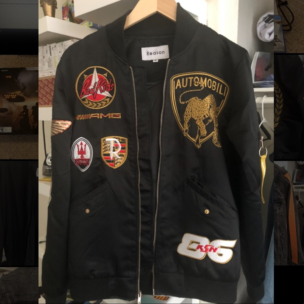 Black reason bomber jacket